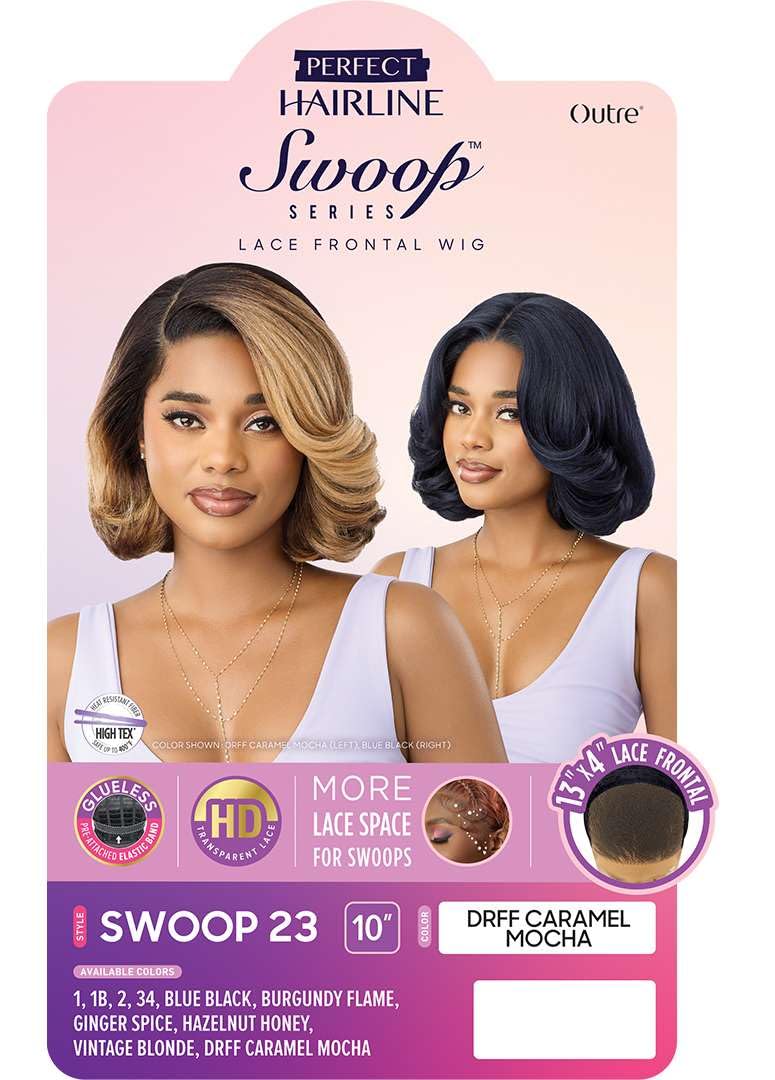 Outre Lace Front Wig - Perfect Hair Line 13X4 - Swoop Series - Swoop 23 (BLUE BLACK)