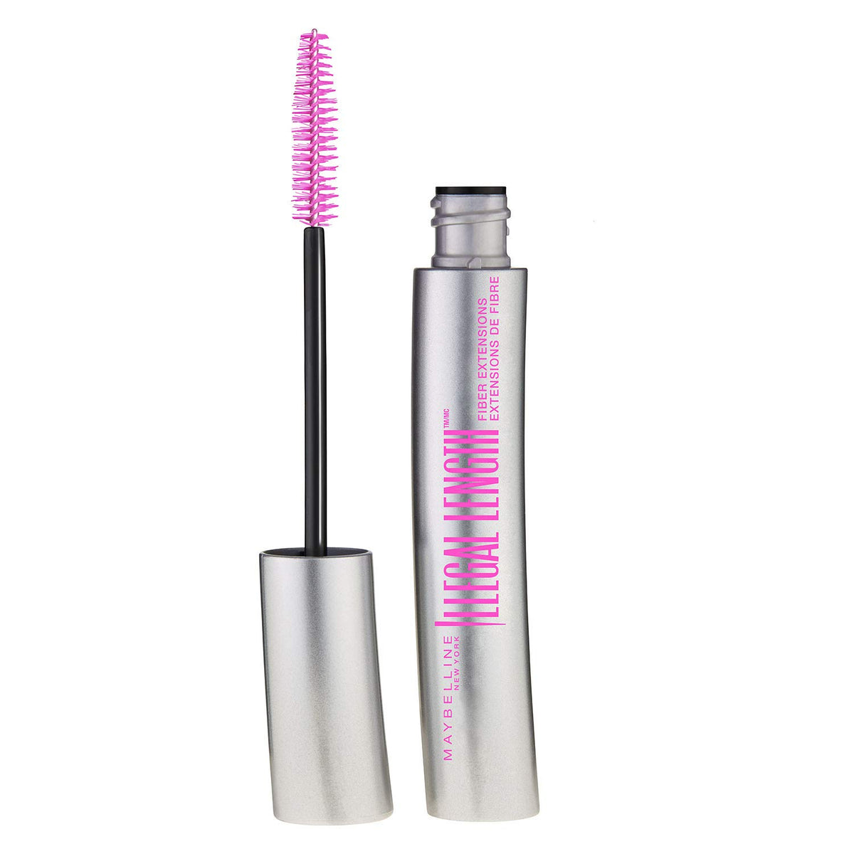 Maybelline New York Illegal Length Fiber Extensions Washable Mascara, Blackest Black, 0.22 Ounce