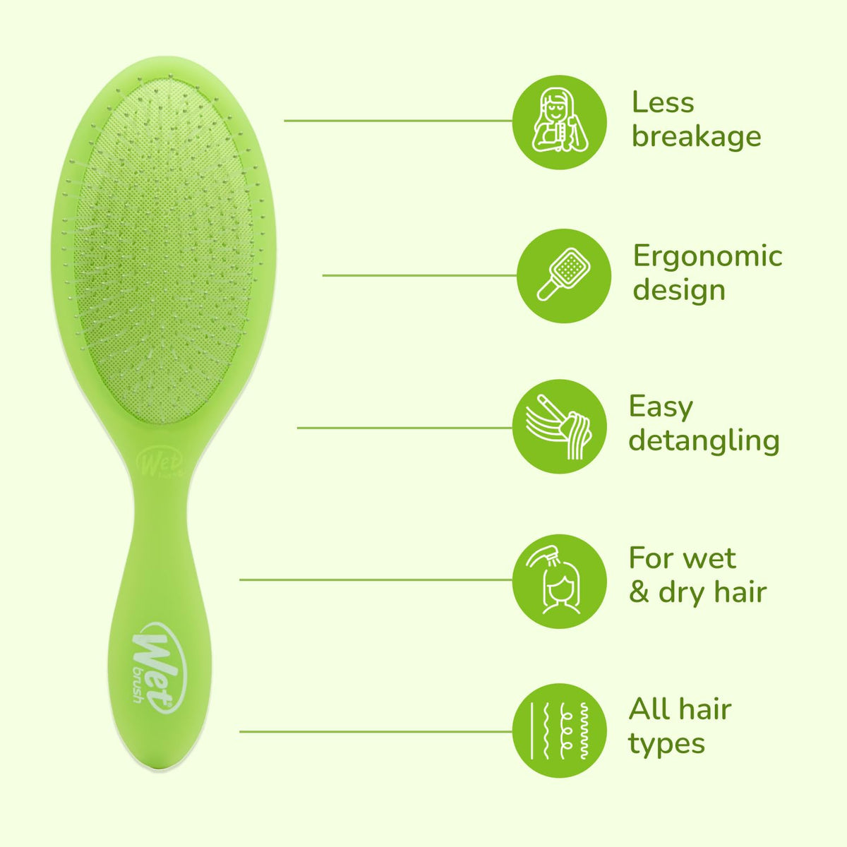 Wet Brush Original Detangler, Lime-a-rita (Summer Quencher), Ultra-Soft IntelliFlex Bristles Glide Through Tangles, Detangling Hair Brush (Wet & Dry),