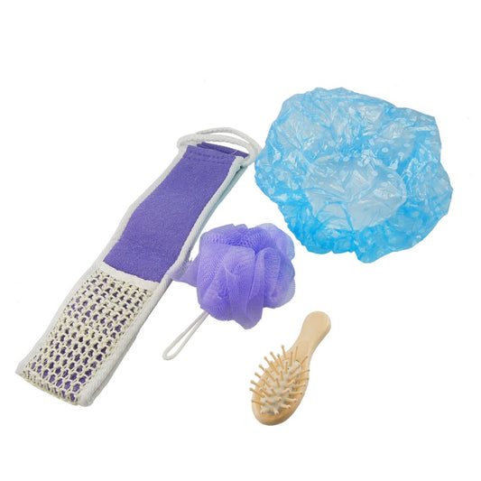 Ruilogod Purple Bath Shower Massage Towels Hair Brush 4 in 1 Bathing Tool (id: b5f 8ed fa2 5cd cc5 Beauty and Personal Care Ruilogod
