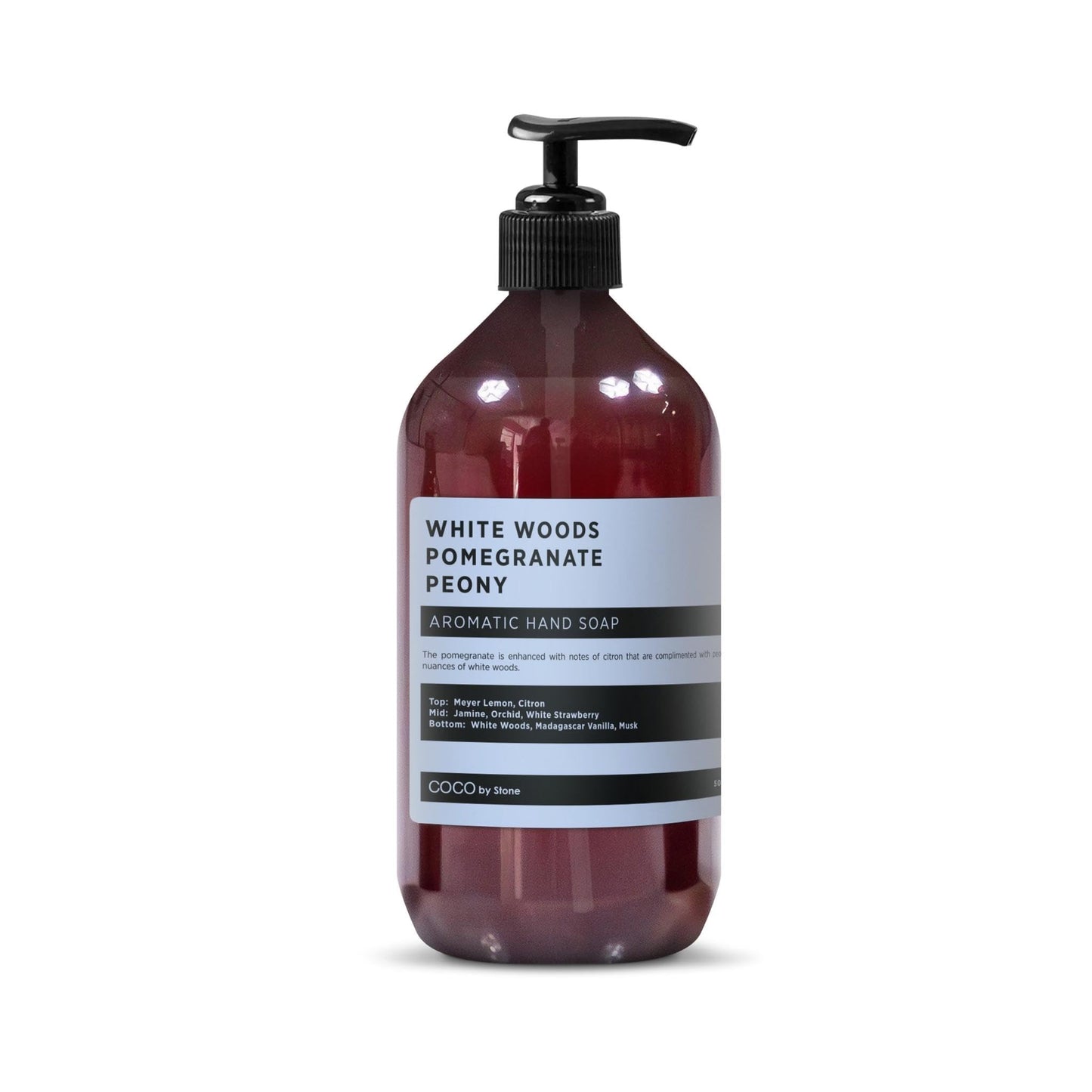 COCO by Stone 16oz Hand Soap (White Woods | Pomegranate | Peony Inspired by Aria Hotel) - Castile Soap for Soft Cleansing and a Floral-Fruit Vegan Beauty & Personal Care COCO by Stone