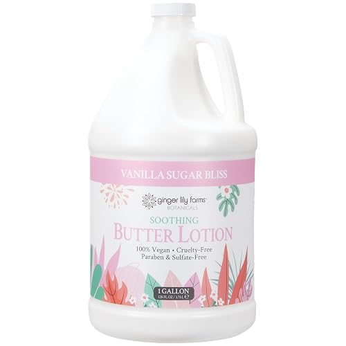 Ginger Lily Farms Botanicals Soothing Butter Lotion for Dry Skin, 100% Vegan & Cruelty-Free, Vanilla Sugar Bliss Scent, 1 Gallon (128 fl oz) Refill Beauty & Personal Care Ginger Lily Farms