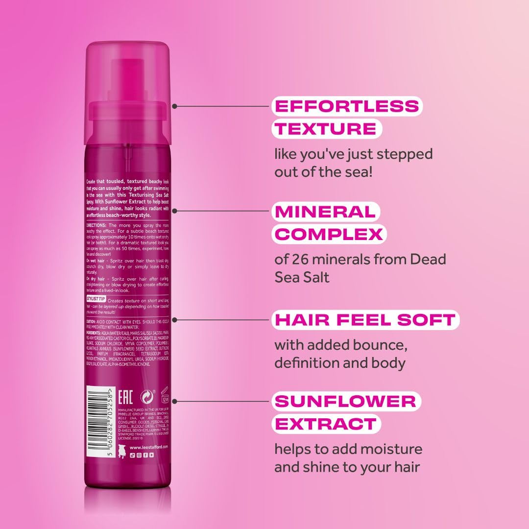 Lee Stafford Sea Salt Hair Texturizing Spray | Styling - for Natural Tousled Surf Beach Waves, Adds Shine, Texture, & Definition, Quick Styling, Best Beauty & Personal Care Lee Stafford