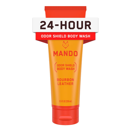 Mando Odor Shield Body Wash - 24 Hour Control - Removes Odor Better than Soap - SLS and Paraben Free, Skin Safe - 8.5 Ounce (Bourbon Leather) Beauty & Personal Care Mando