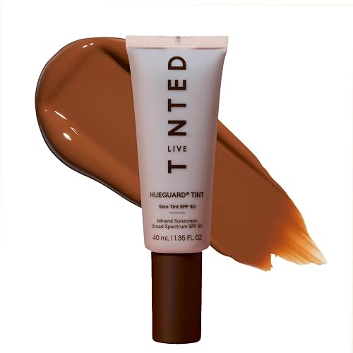 Live Tinted Hueguard Tinted Sunscreen SPF 50 - Mineral Sunscreen for Face, Skin Tint with Buildable Coverage, Dewy Glow Finish, Hydrating, Vegan Beauty & Personal Care Live Tinted