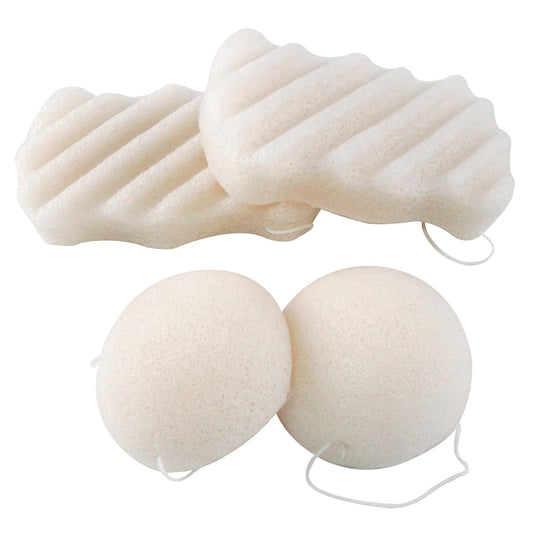 Spunspon Konjac Exfoliating Organic Facial Sponge Set - Gentle Daily Face Scrub/Skincare - Super Soft Body Cleansing Sponge for Shower, Safe for Baby Beauty and Personal Care Spunspon