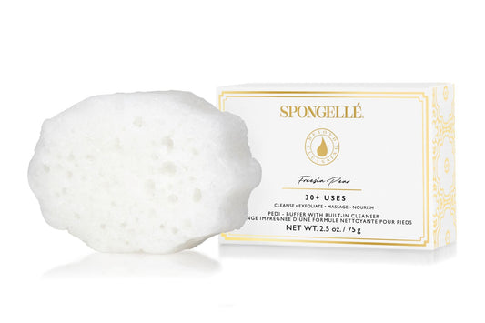 Spongellé Freesia Pear Pedi Buffer Bath Sponge - Exfoliating Foot & Heel Scrub - Cleanse, Exfoliate, and Nourish in One Easy Step - Cruelty-Free Beauty and Personal Care SPONGELLÉ