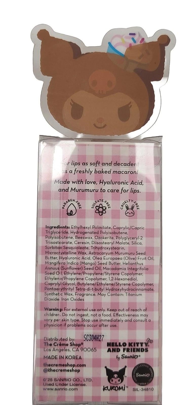 The Creme Hello Kitty & Friends Macaron Lip Balm KUROMI Beauty and Personal Care Hello Kitty