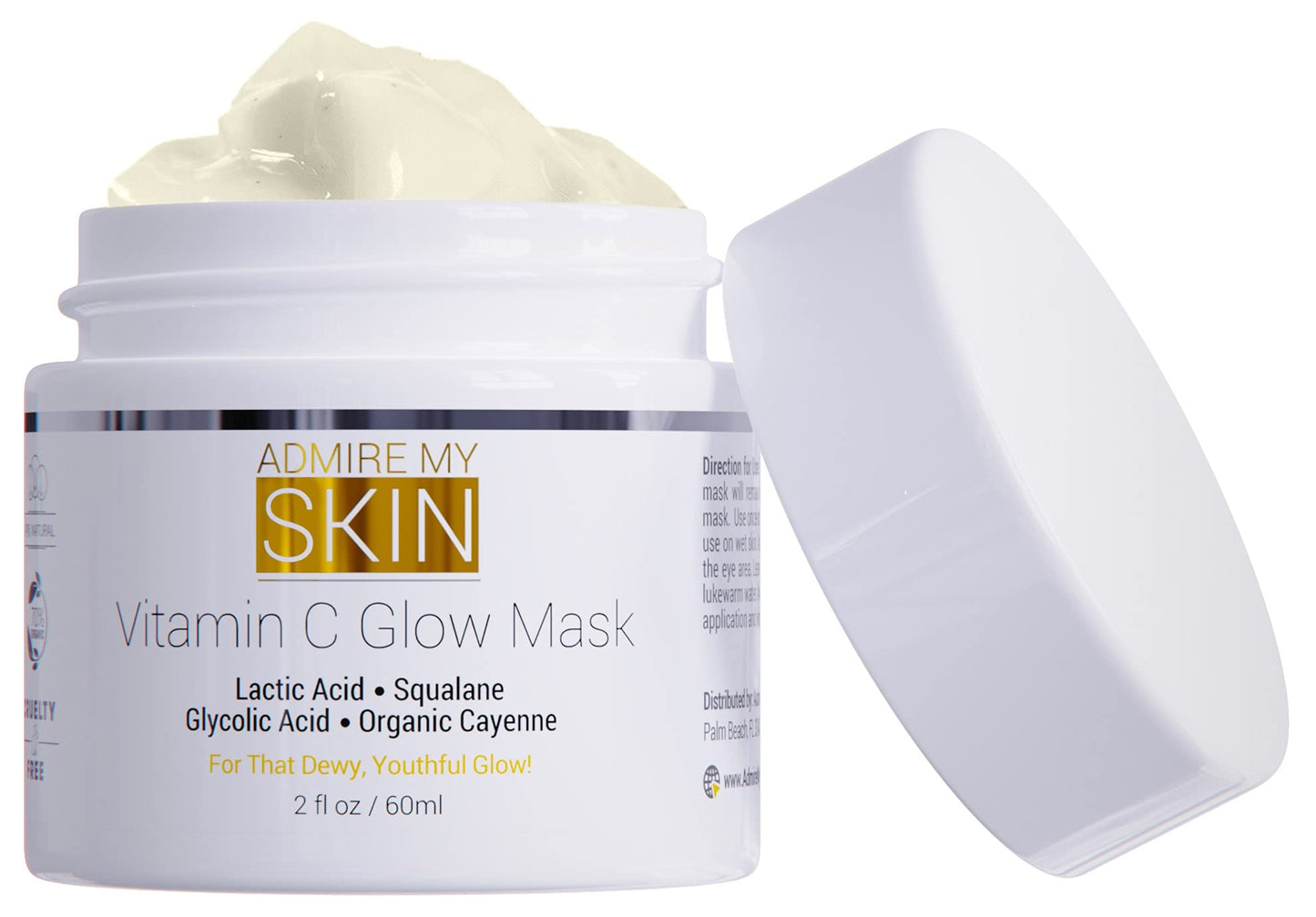 Vitamin C Mask for Face - Brightening Face Masks Skin Care Contains Glycolic Acid and Lactic Acid + Squalane Oil - Hydrating Beauty Face Mask Beauty & Personal Care Admire My Skin