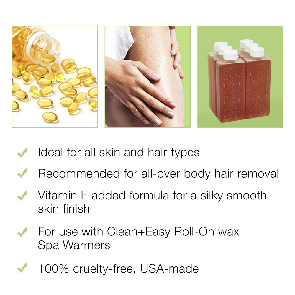 Clean + Easy Vit E Roll-On Wax 6-pack Large Vitamin E, Net Wt. 16.8 oz Beauty and Personal Care Clean + Easy