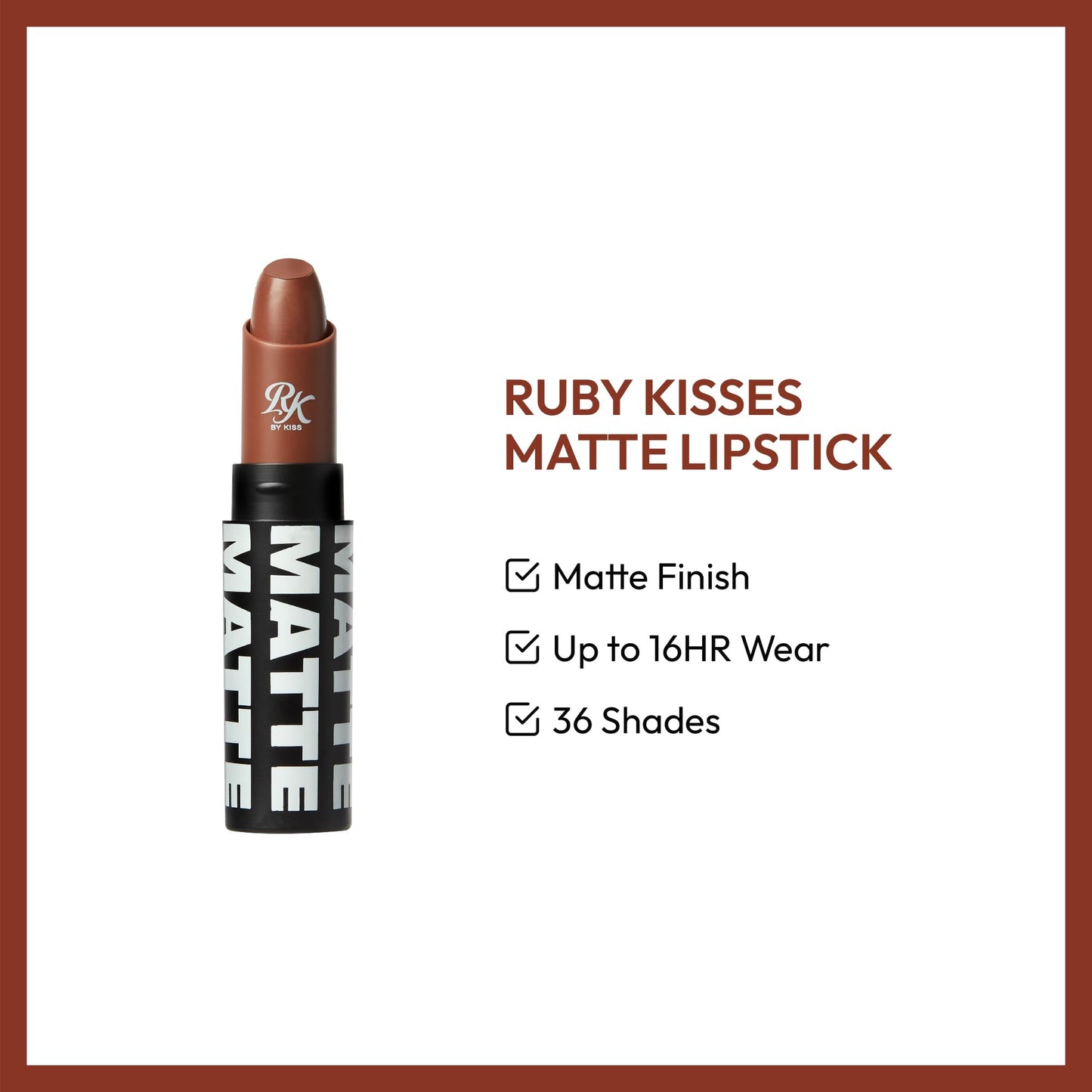 Ruby Kisses Lipstick, Matte Finish, Long-Lasting, Highly Pigmented, Smooth Apply, Full Coverage Lip Color Makeup (Dolce RK) Beauty & Personal Care Ruby Kisses