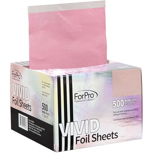 ForPro Professional Collection Vivid Rose Embossed Foil Sheets, Aluminum, Pop-Up Foil Dispenser, Hair Foils for Color Application & Highlighting Beauty & Personal Care ForPro Professional Collection