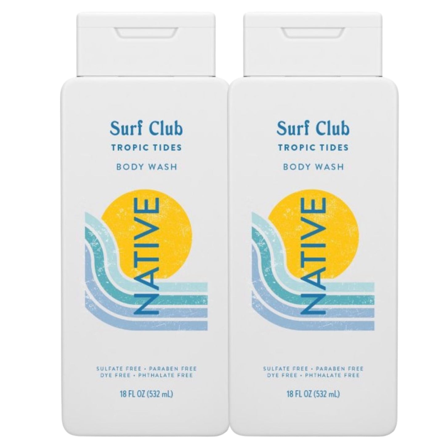 Native Surf Club Tropic Tides Body Wash, Crisp Juniper & Sea Salt Breeze, Sulfate Free, 18 fl oz, 2 Pack (Tropic Tides) Beauty & Personal Care Native