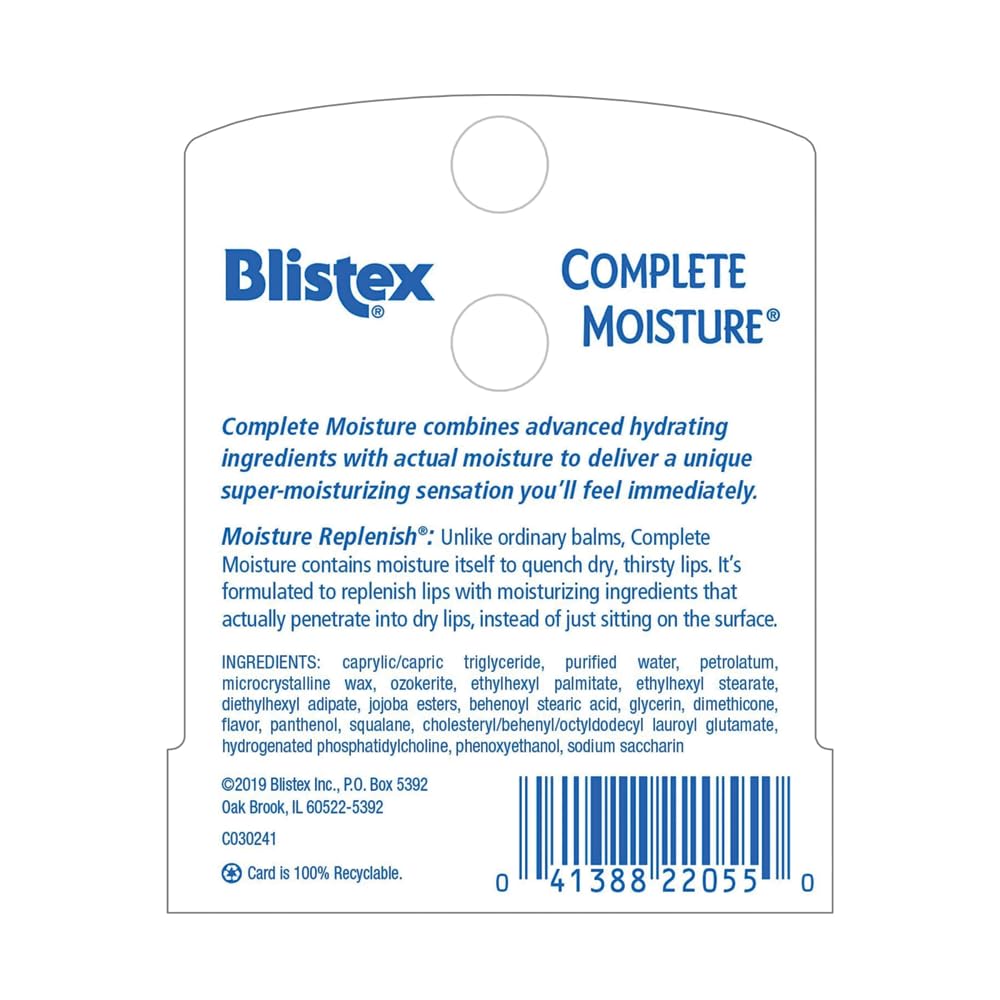 Blistex Complete Moisture Lip Balm Lip Moisturizer Hydration 0.15 oz Beauty & Personal Care Blistex