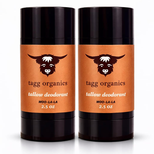 TAGG ORGANICS Grass-Fed Tallow Deodorant, Aluminum-Free with Vitamin K & Natural Odor Neutralizers (Moo-La-La, 2.5 oz, 2-Pack) Beauty and Personal Care TAGG ORGANICS