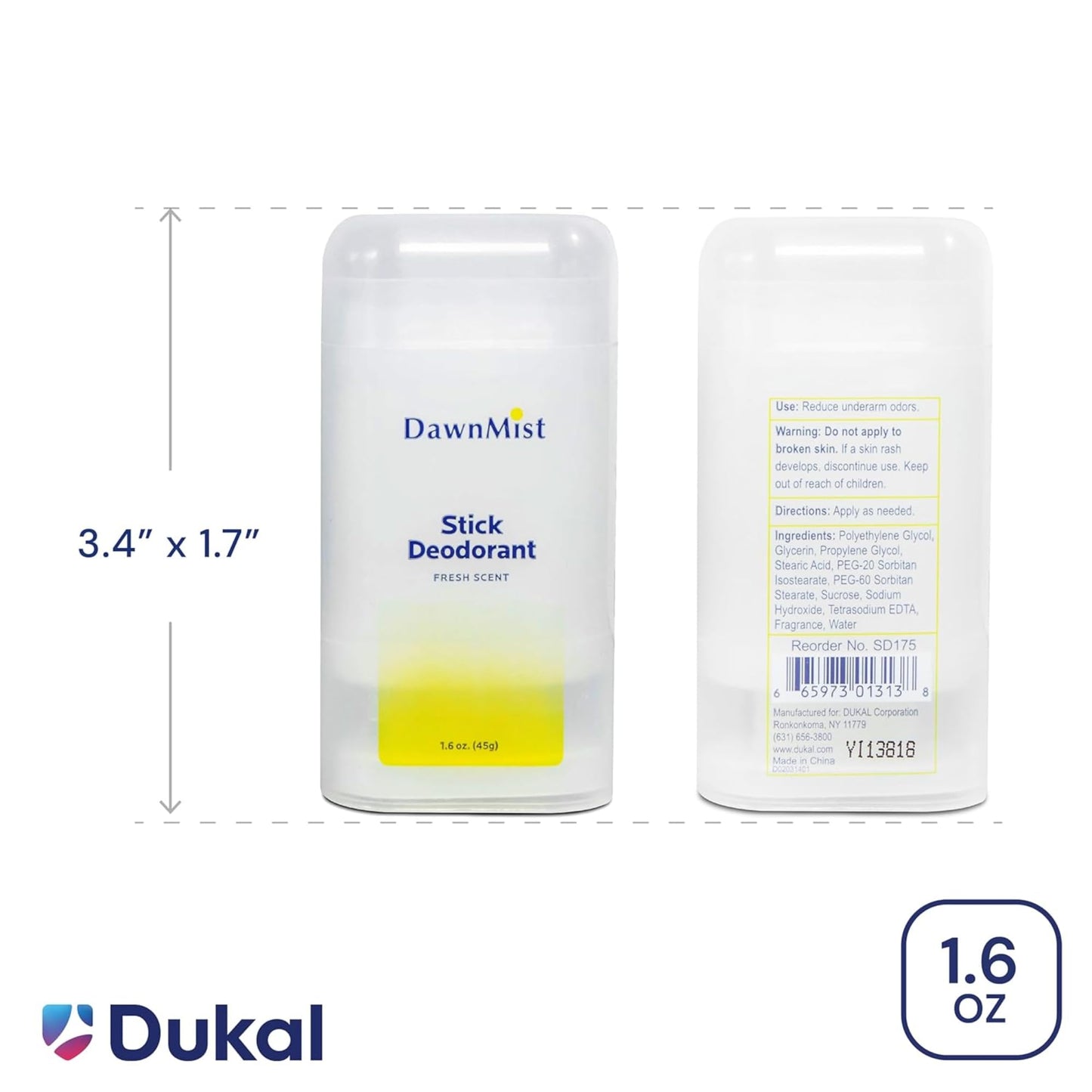 Dukal Dawn Mist Stick Deodorant, Fresh Scent 1.6 oz. Clear (Pack of 6) Beauty and Personal Care DawnMist