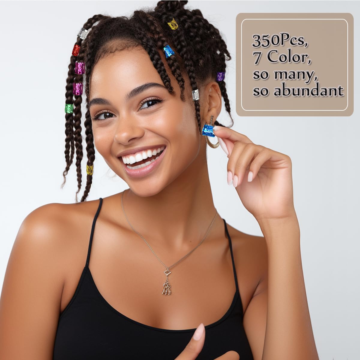 350PCS Hair Jewelry for Women Braids, DreadLock Beads Hair Decorations Aluminum Rings Clips Adjustable Metal Cuffs Braiding Hair Accessory By liliyab Beauty & Personal Care Liliyab