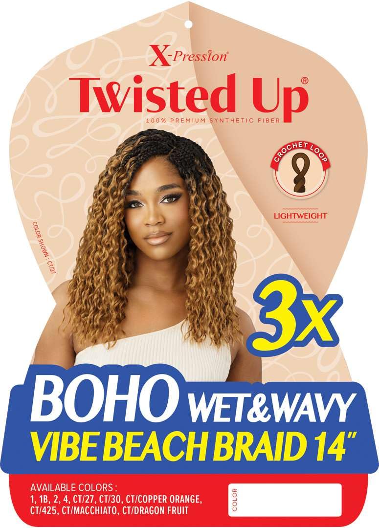 Outre X-Pression - Twisted Up - Boho Wet & Wavy Vibe Beach Braid 14" 3X (DARK BROWN 2)