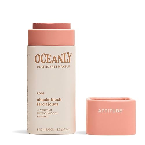 ATTITUDE Oceanly Plastic-Free Lightweight Blush Stick, Titanium Dioxide-Free, EWG Verified, Vegan & Cruelty-free Makeup, Rose, 0.3 Ounces Beauty & Personal Care ATTITUDE