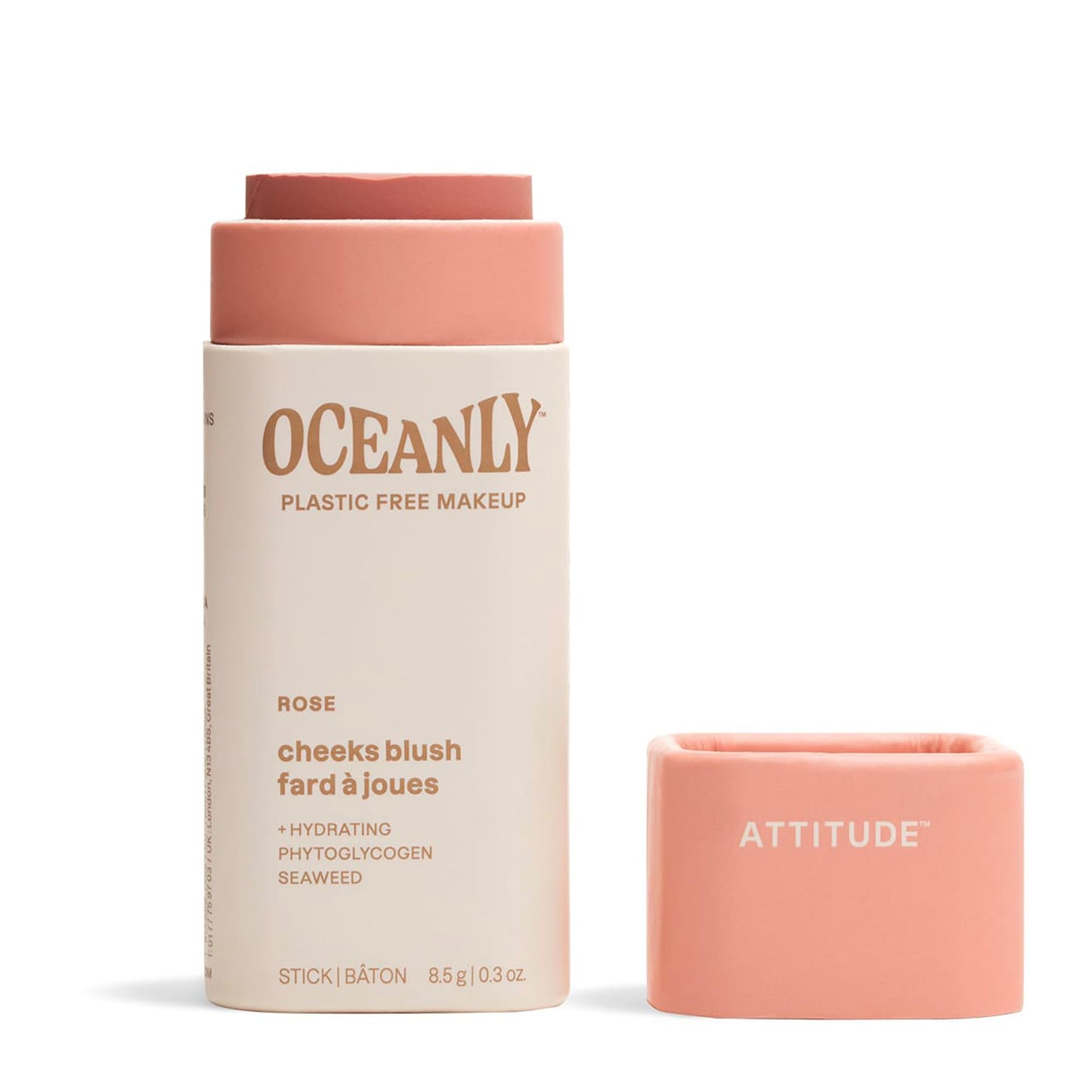 ATTITUDE Oceanly Plastic-Free Lightweight Blush Stick, Titanium Dioxide-Free, EWG Verified, Vegan & Cruelty-free Makeup, Rose, 0.3 Ounces Beauty & Personal Care ATTITUDE