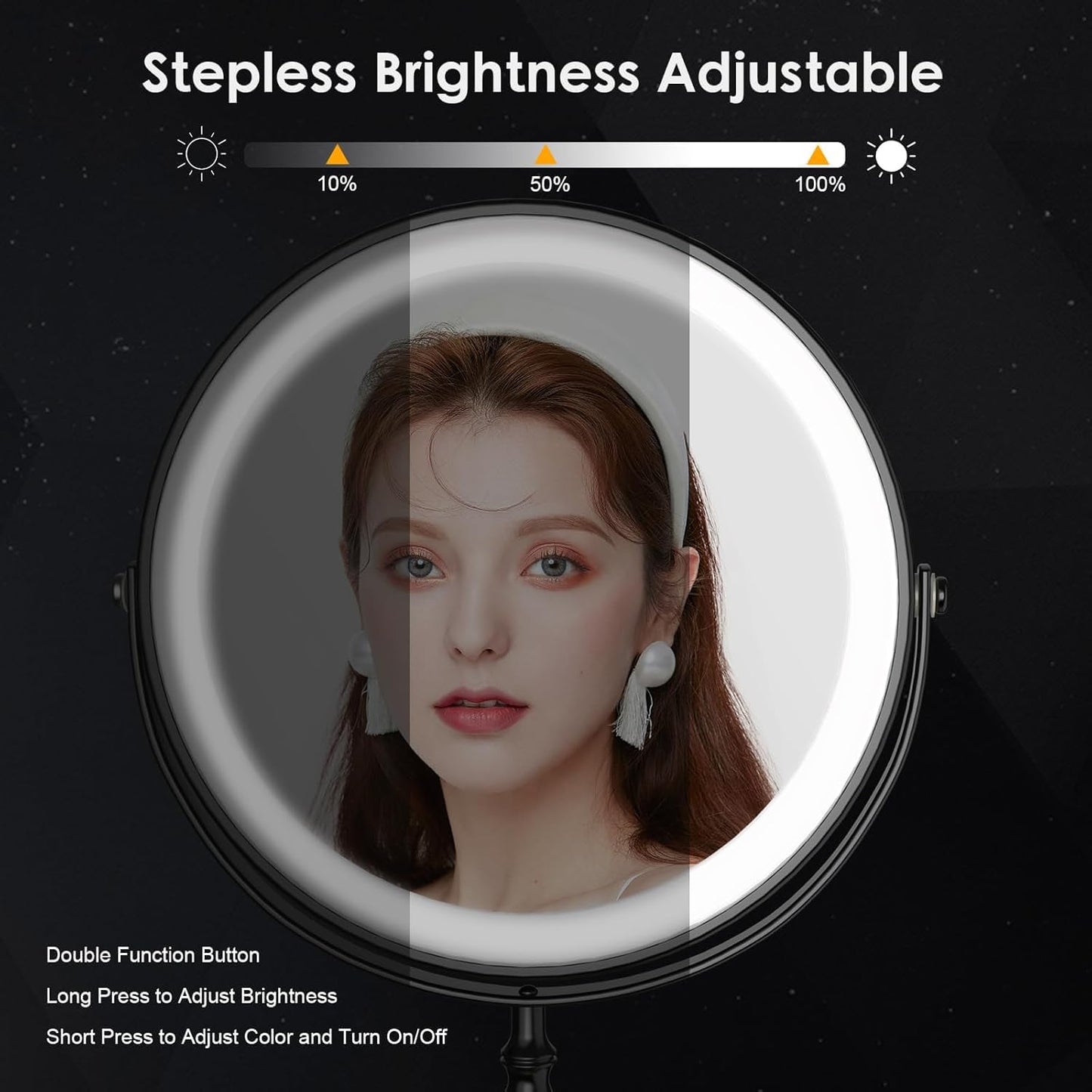 DEIOVWXS Makeup Mirror, Rechargeable Vanity Mirror with 3 Lights, 1X/10X Beauty and Personal Care DEIOVWXS