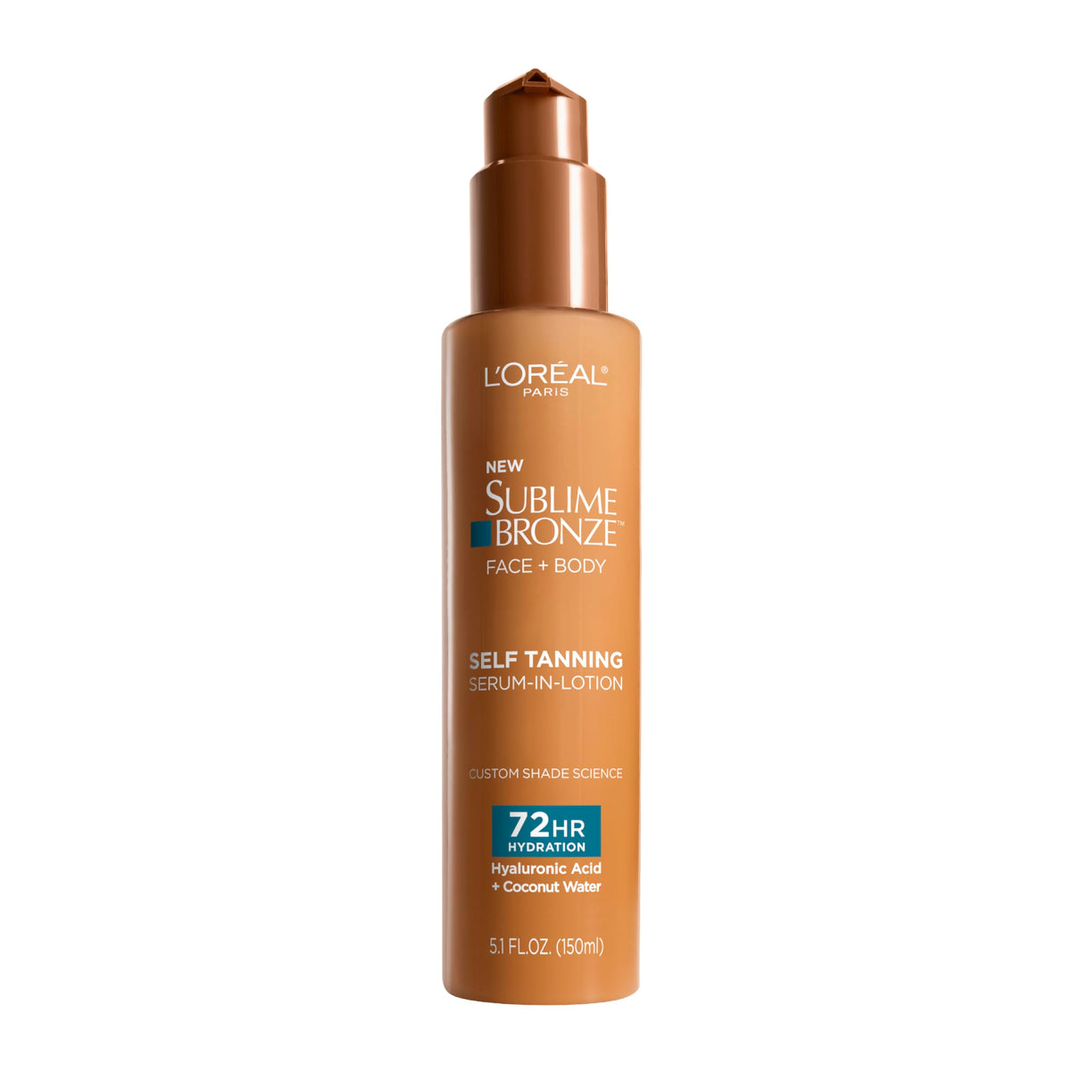 L'Oreal Paris Sublime Bronze Hydrating Self Tanning Serum-In-Lotion, Self Tanner for Face and Body with Coconut Water and Hyaluronic Acid, Provides