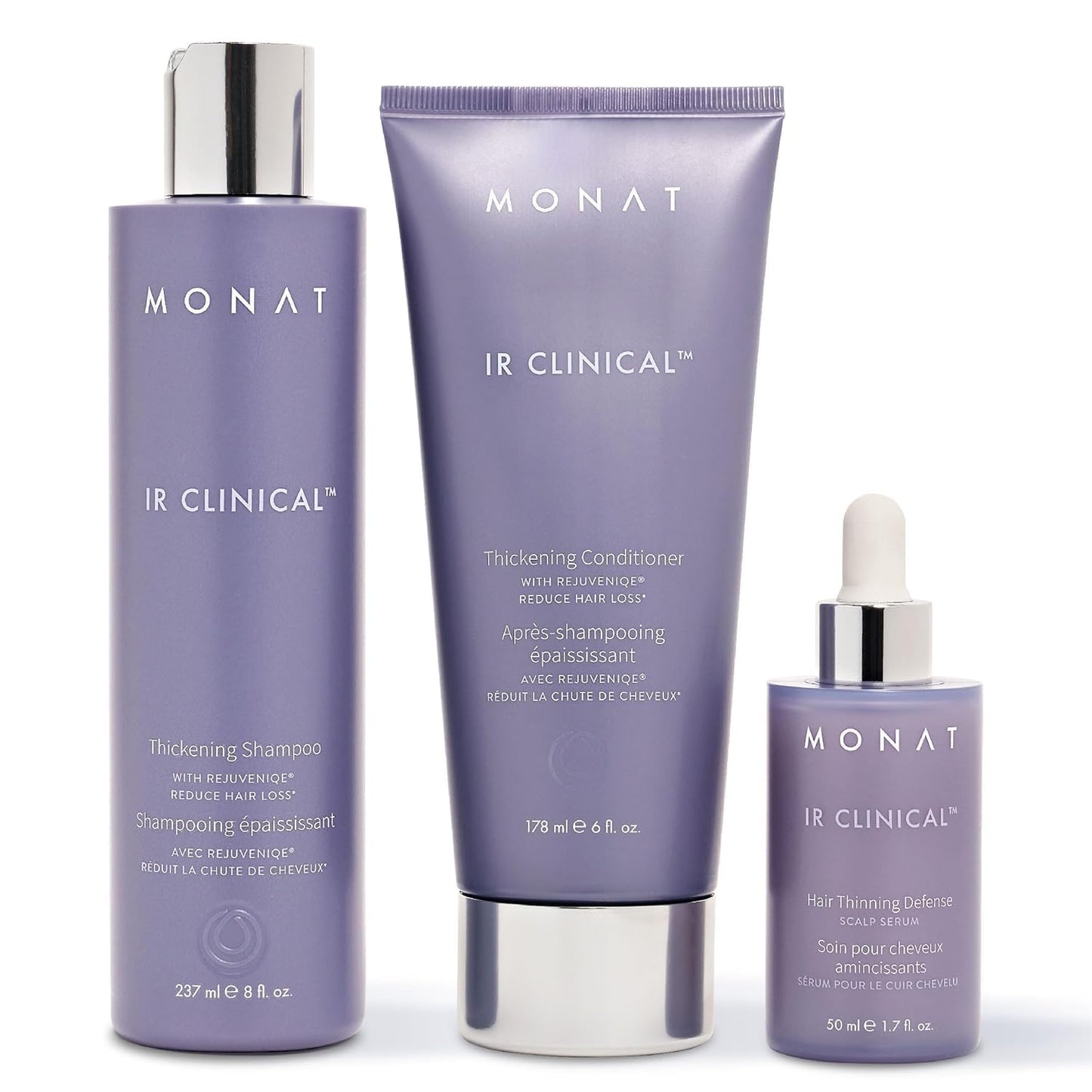 MONAT IR Clinical System - Complete Hair Care Restoration Kit with Thickening Shampoo, Conditioner & Thinning Defense Serum - Strengthens, Protects Beauty & Personal Care MONAT