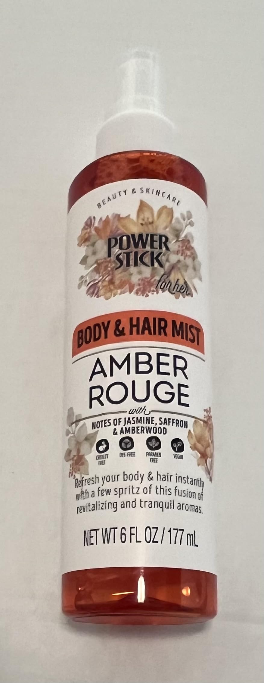 Power Stick Amber Rouge Body & Hair Mist with Jasmine, Saffron & Amberwood, 6 fl oz Beauty & Personal Care Power Stick