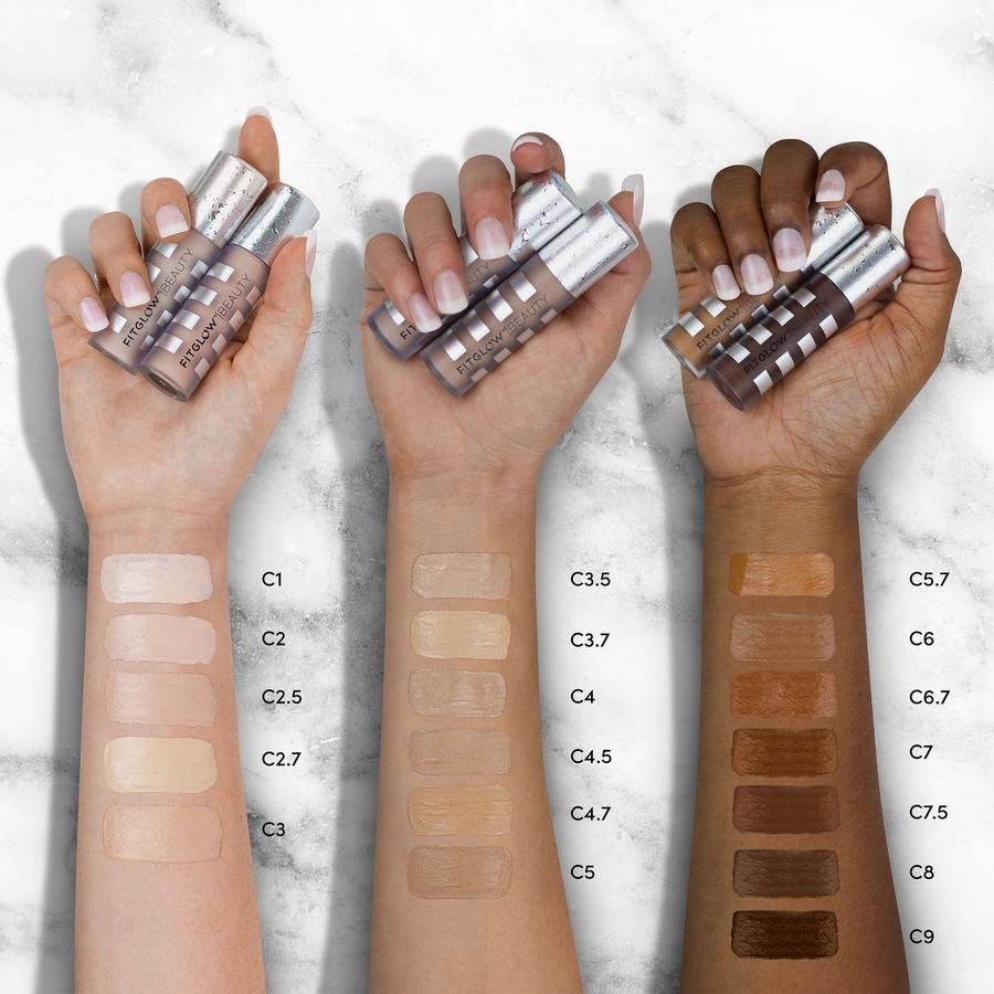 Fitglow Beauty Conceal+ | Vegan Full Coverage Concealer Skincare with Vitamin K + Green Tea | Corrects Dark Circles, Blemishes & Redness | Beauty & Personal Care FITGLOW