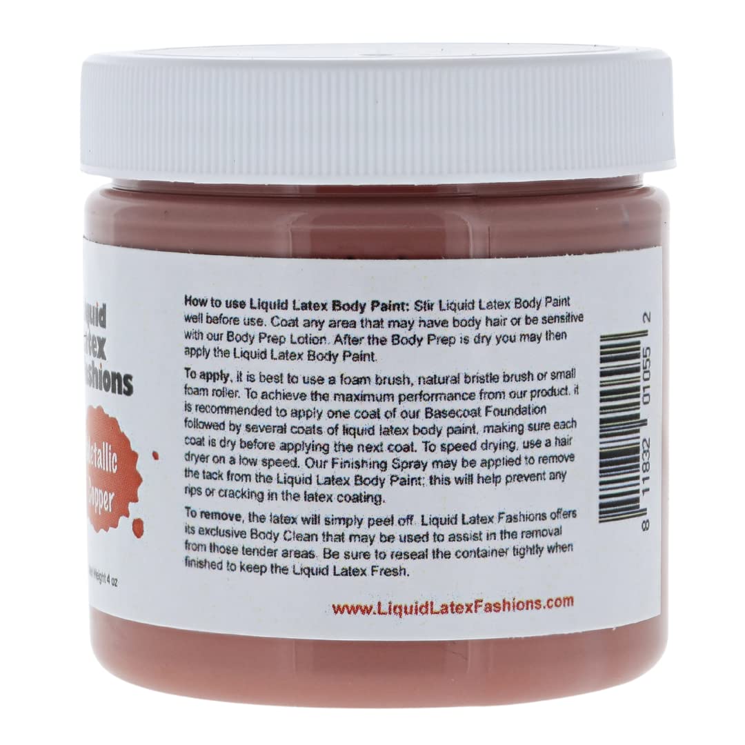 Metallic Copper 4 Fl Oz - Liquid Latex Face and Body Paint, Ammonia Free No Odor, Halloween Cosplay and Costumes Beauty & Personal Care Liquid Latex Fashions