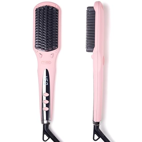 TYMO Ionic Hair Straightener Brush - Straightening Comb with 10M Negative Ions, 25s Heat-up, 16 Temps, Dual Voltage, LED Display | Ceramic Hot Comb Beauty & Personal Care TYMO