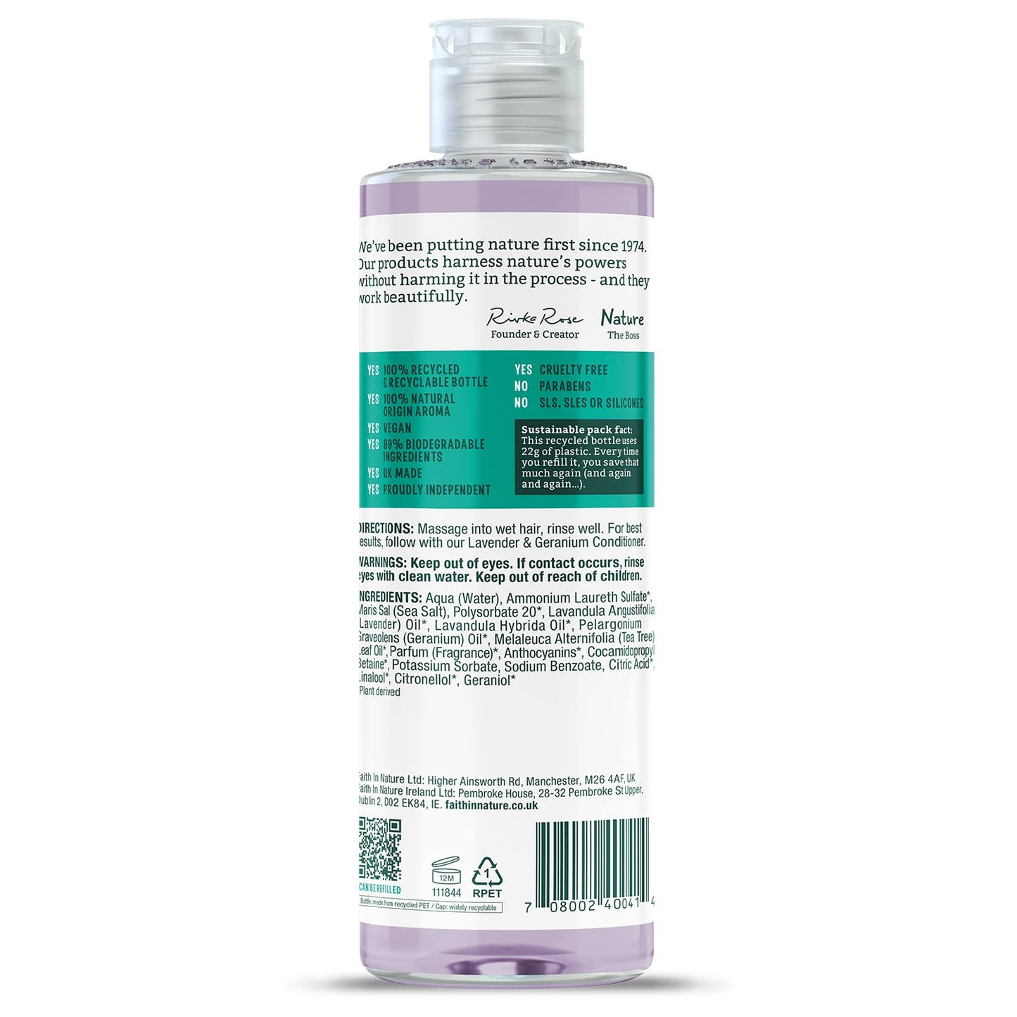 FAITH IN NATURE Natural Shampoo - Vegan & Cruelty Free, No SLS or Parabens - 13.5 fl oz, Lavender & Geranium Beauty & Personal Care FAITH IN NATURE