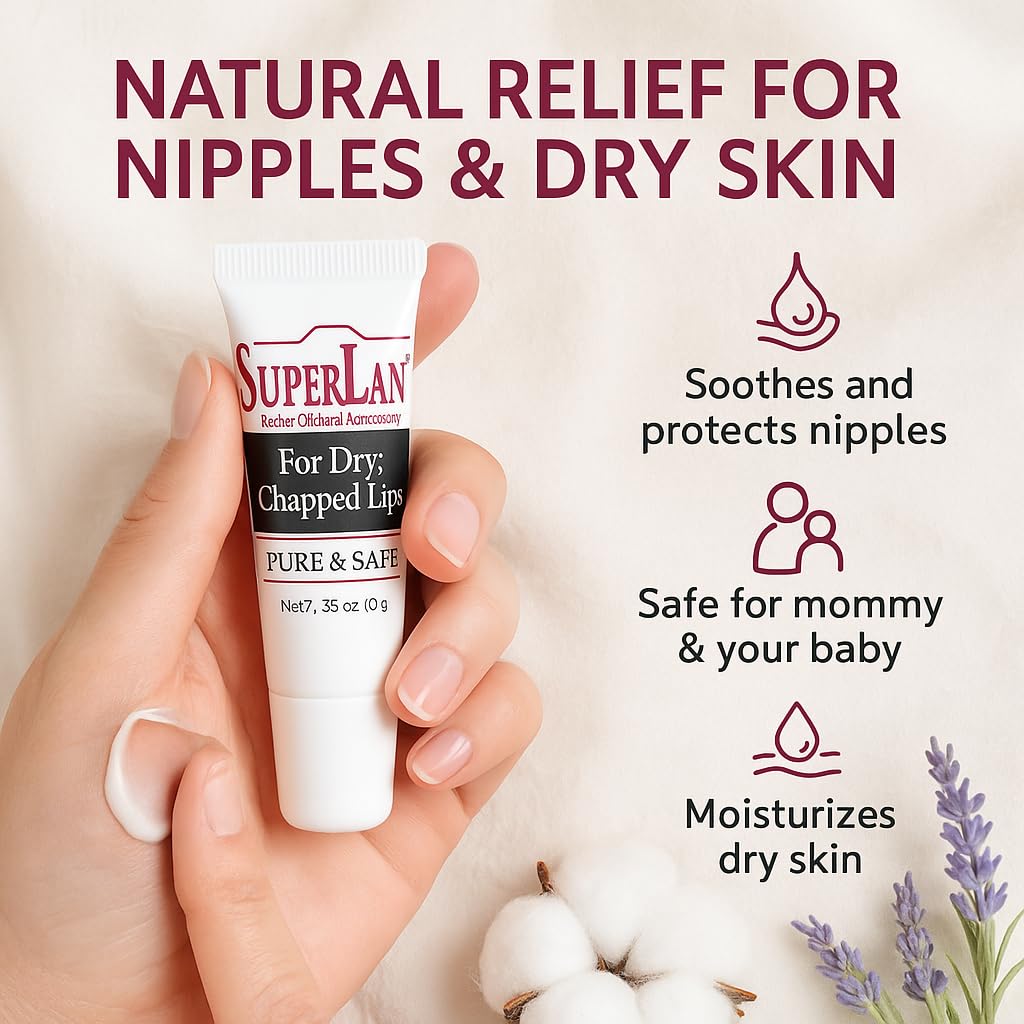 Organic Lanolin Lip Balm - Lip Repair for Hot/Dry Weather - Natural Lanolin Nipple Cream - Lip Moisturizer for cracked lips - Hydrating lip care Beauty & Personal Care superlan