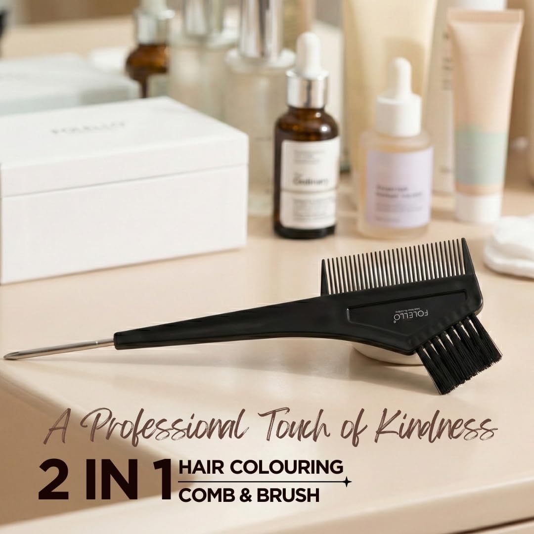 FOLELLO - Pin Tail Hair Coloring Brush with Comb | Hair Dye and Bleach Applicator with Synthetic Bristles and Metal Tail | 23x5cm Beauty & Personal Care FOLELLO