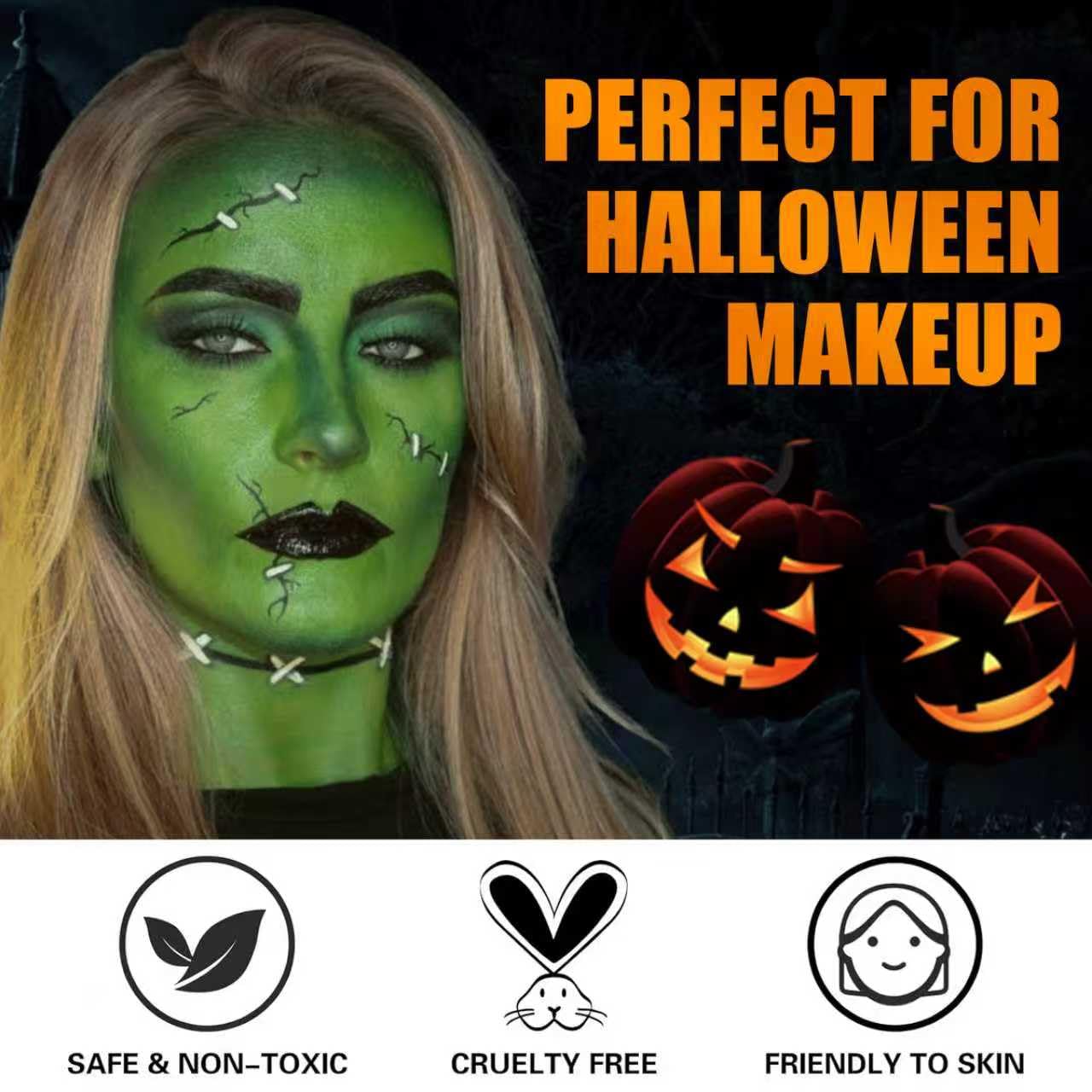 Halloween Witch Makeup Kit, SFX Character Set with Face Paint, Complete SFX Set for Halloween, with Scar Wax for Special Effects Costume Makeup Beauty & Personal Care Js2U ZW