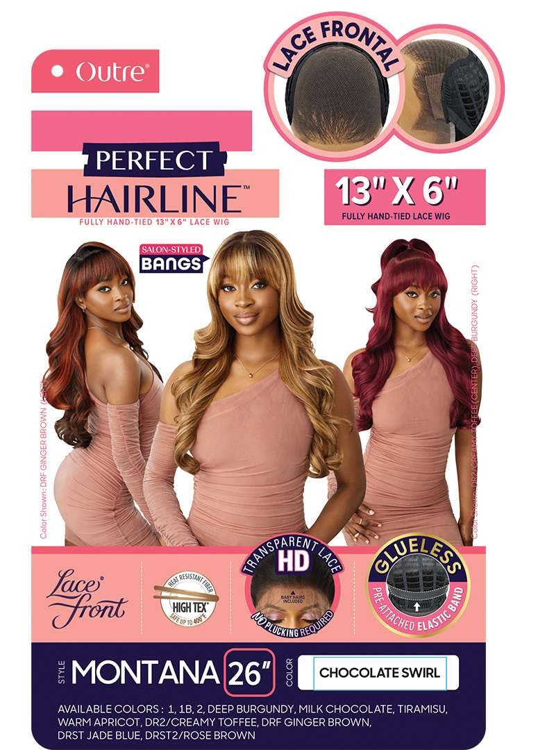 Outre Lace Front Wig -Perfect Hair Line 13X6 - Montana (OFF BLACK 1B)