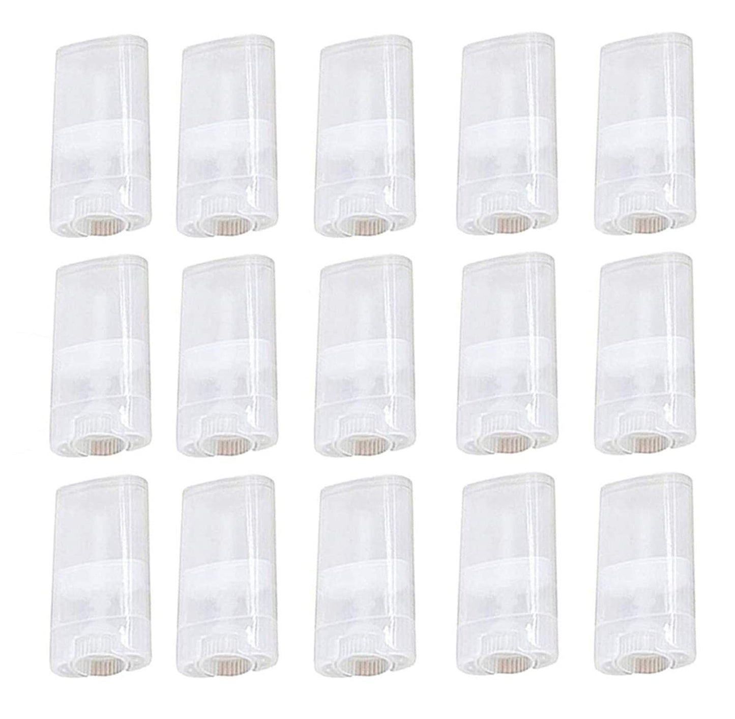 Healthcom 15PCS 15ml Clear Empty Plastic Deodorant Containers 0.5 Oz New Empty Oval Lip Balm Tubes Containers for Lipstick Crayon Chapstick DIY Make Beauty and Personal Care Healthcom