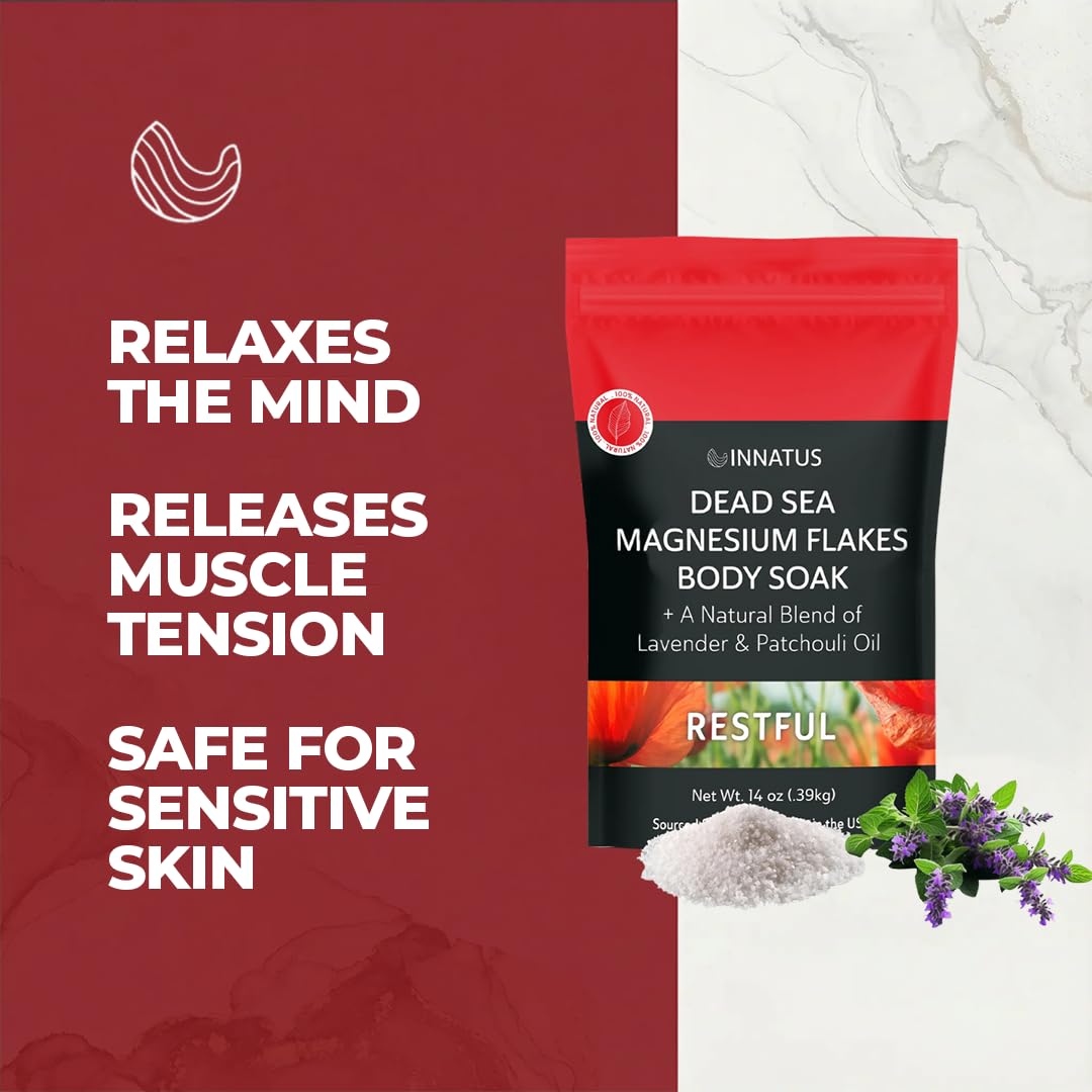 Pure Dead Sea Magnesium Flakes Restful Soak - Relaxing & Replenishing 14oz Bath Soak -Infused with Natural Oils for Deep Sleep & Muscle Relief Beauty and Personal Care INNATUS
