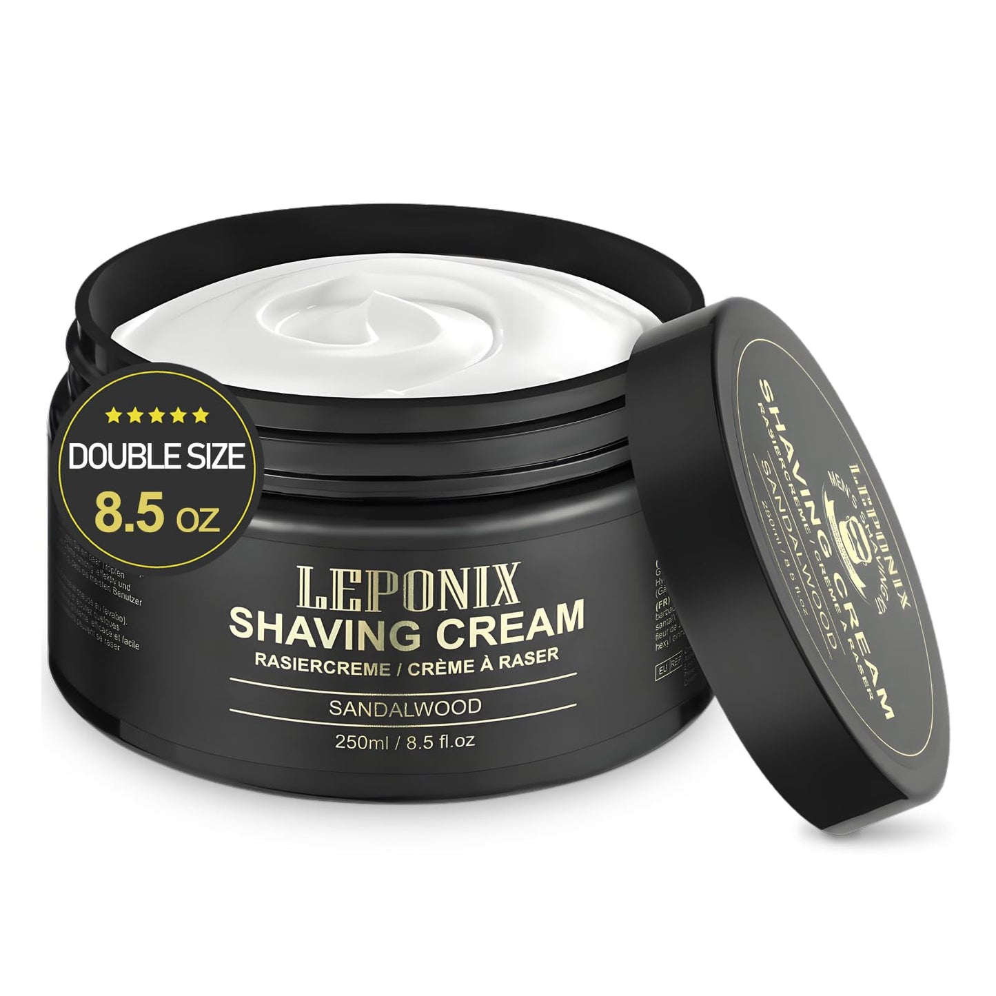Shaving Cream Mens - 8.5oz Extra Large Shave Cream - Rich Lather Prevents Razor Burn & Irritation, Moisturizes Dry Skin - Gentle Formula for Seniors Beauty and Personal Care LEPONIX