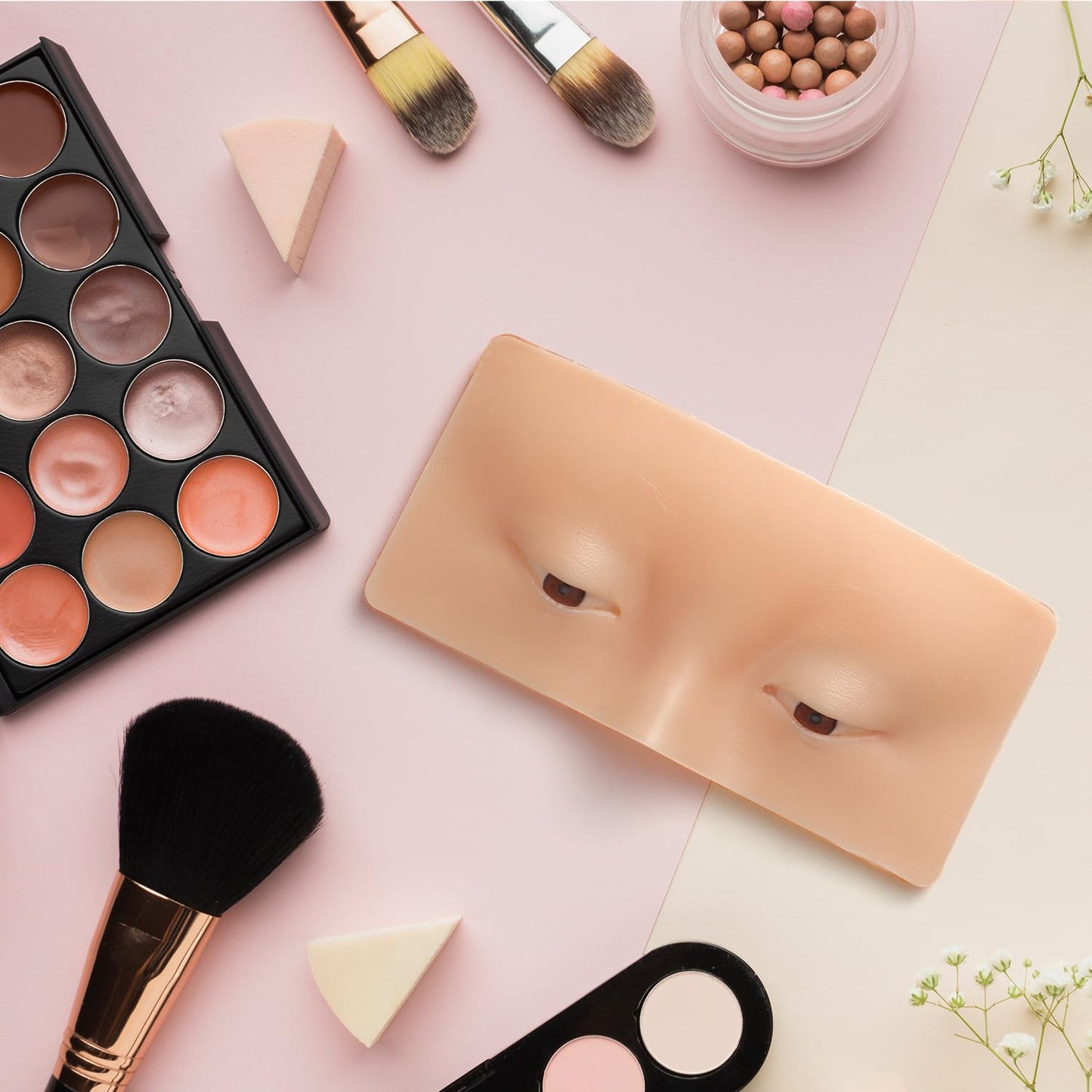 Bueuo Makeup Practice Face Board, 3D Reusable Silicone Make up Mannequin Face with 5PCS Makeup Brush, Eye Make up Practice Board for Beginner or Beauty & Personal Care Bueuo