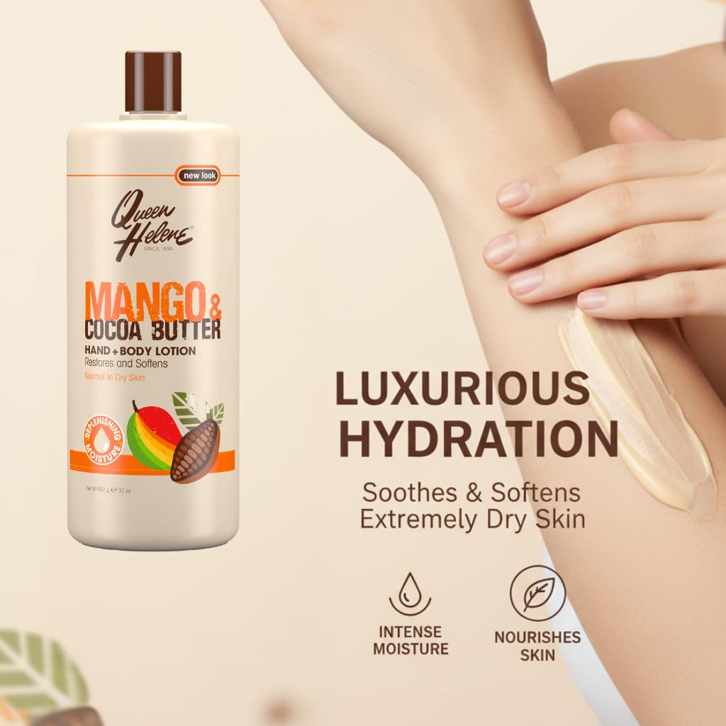 Queen Helene Mango & Cocoa Butter Hand & Body Lotion - Deep Moisturizing Formula that Softens, Smooths & Restores Radiance | 32 oz Beauty & Personal Care Queen Helene