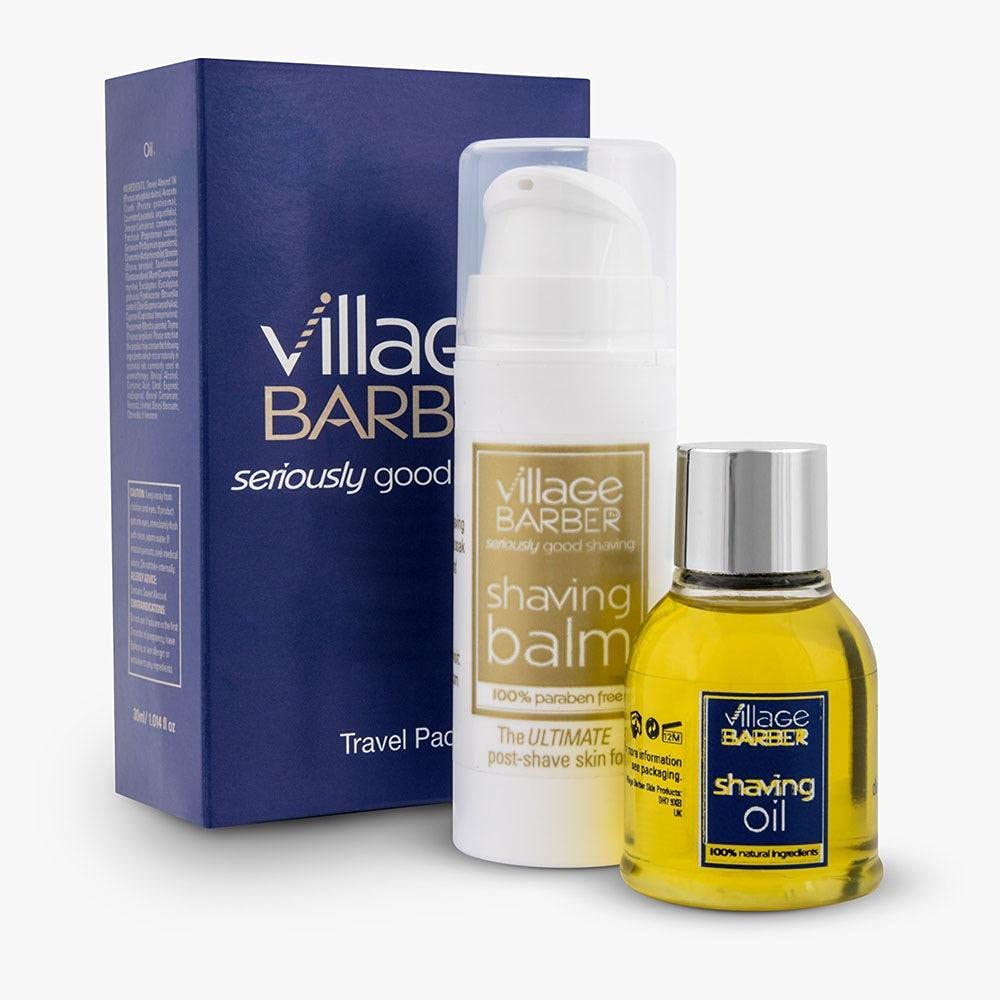 Village Barber Shaving Travel Kit - Contains One 30ml Shaving Balm and One 30ml Shaving Oil - TSA Approved Beauty and Personal Care Village Barber