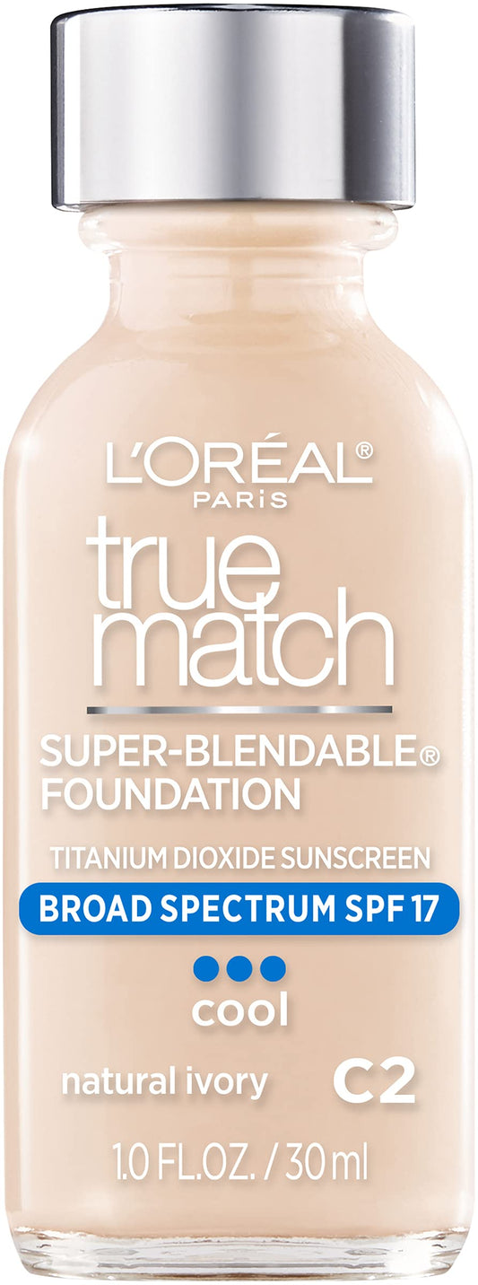 L’Oréal Paris Makeup True Match Super-Blendable Liquid Foundation, Natural Ivory C2, 1 Fl Oz (1 Count) Beauty & Personal Care L'Oreal Paris