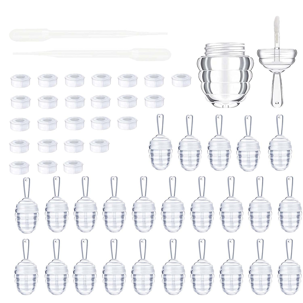 25 Pieces Honey comb Shaped 6ml Lip Gloss Tube Empty Plastic Lip Gloss Container Mini Clear Refillable Lip Balm Bottle Container with 2 Pieces Plastic Beauty & Personal Care COSIDEA
