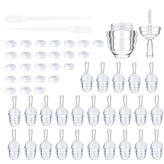 25 Pieces Honey comb Shaped 6ml Lip Gloss Tube Empty Plastic Lip Gloss Container Mini Clear Refillable Lip Balm Bottle Container with 2 Pieces Plastic Beauty & Personal Care COSIDEA