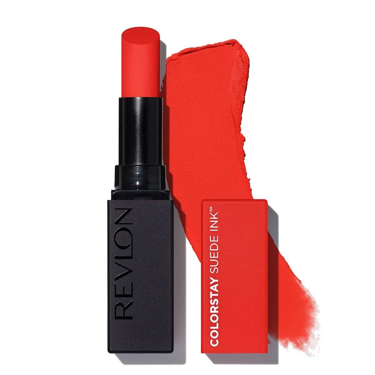 Revlon Lipstick, ColorStay Suede Ink, Built-in Primer, Stocking Stuffer for Women, Waterproof, Smudge-proof, Matte Color, 007 Feed the Flame, 0.09 oz Beauty & Personal Care REVLON
