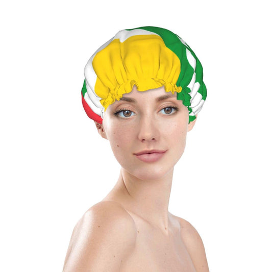 Comoros Flag Prints Shower Cap Double Layer Lined Waterproof Bathing Shower Hat Beauty and Personal Care Hayyett