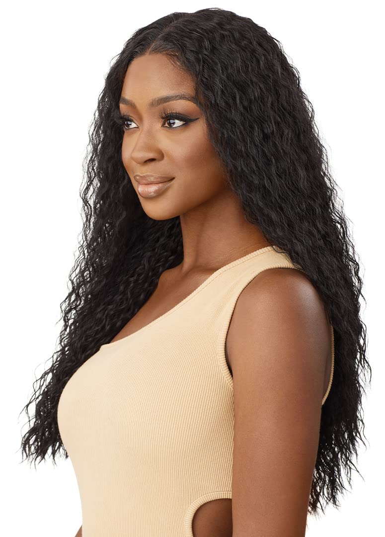 Outre - 5x5 Lace Closure Wig - Human Hair Blend - Peruvian Water Wave 24" (PLATINUM BLONDE 613)