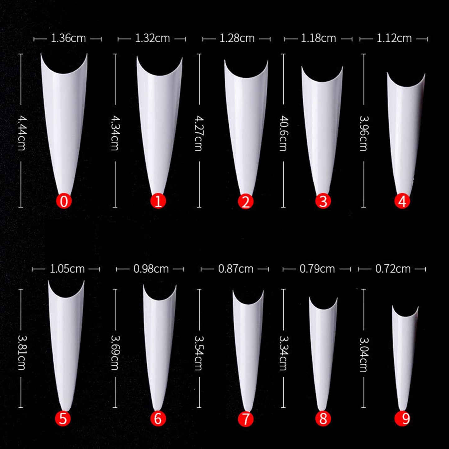 YIMART 500pcs Acrylic Medium Long Stiletto Nail Tips Easy Coffin Nails Sharp False Nail Art Tips For Nails Salon (White) Beauty & Personal Care Yimart