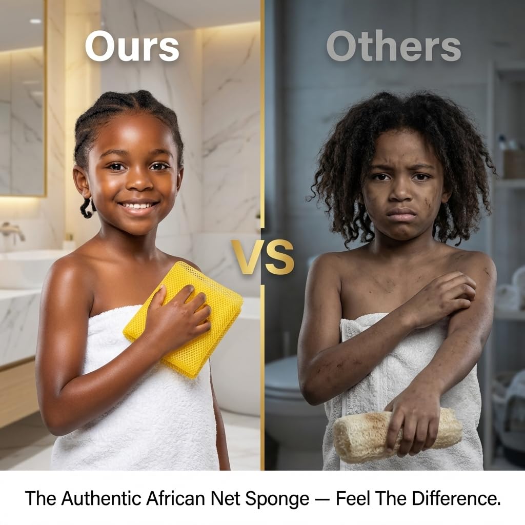 Body sponges for Shower African exfoliating Body net Sponge with Knots, Real, Long, exfoliating net Sponge with 22 Colors Available Made for Both Men Beauty and Personal Care AFRICANA BEAUTY